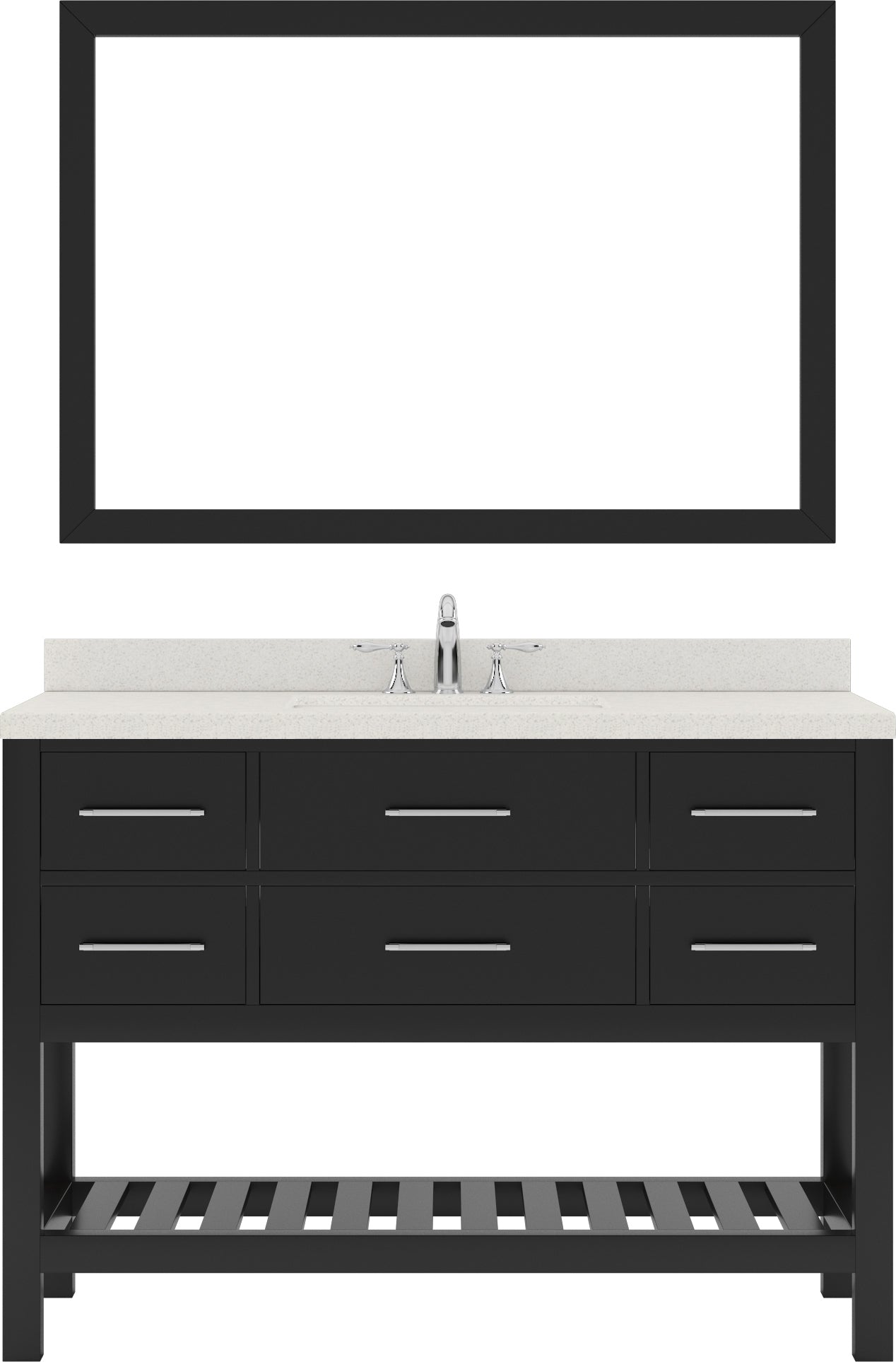 Virtu USA Caroline Estate 48" Single Bath Vanity with White Quartz Top and Round Sink with Polished Chrome Faucet with Matching Mirrors - Luxe Bathroom Vanities