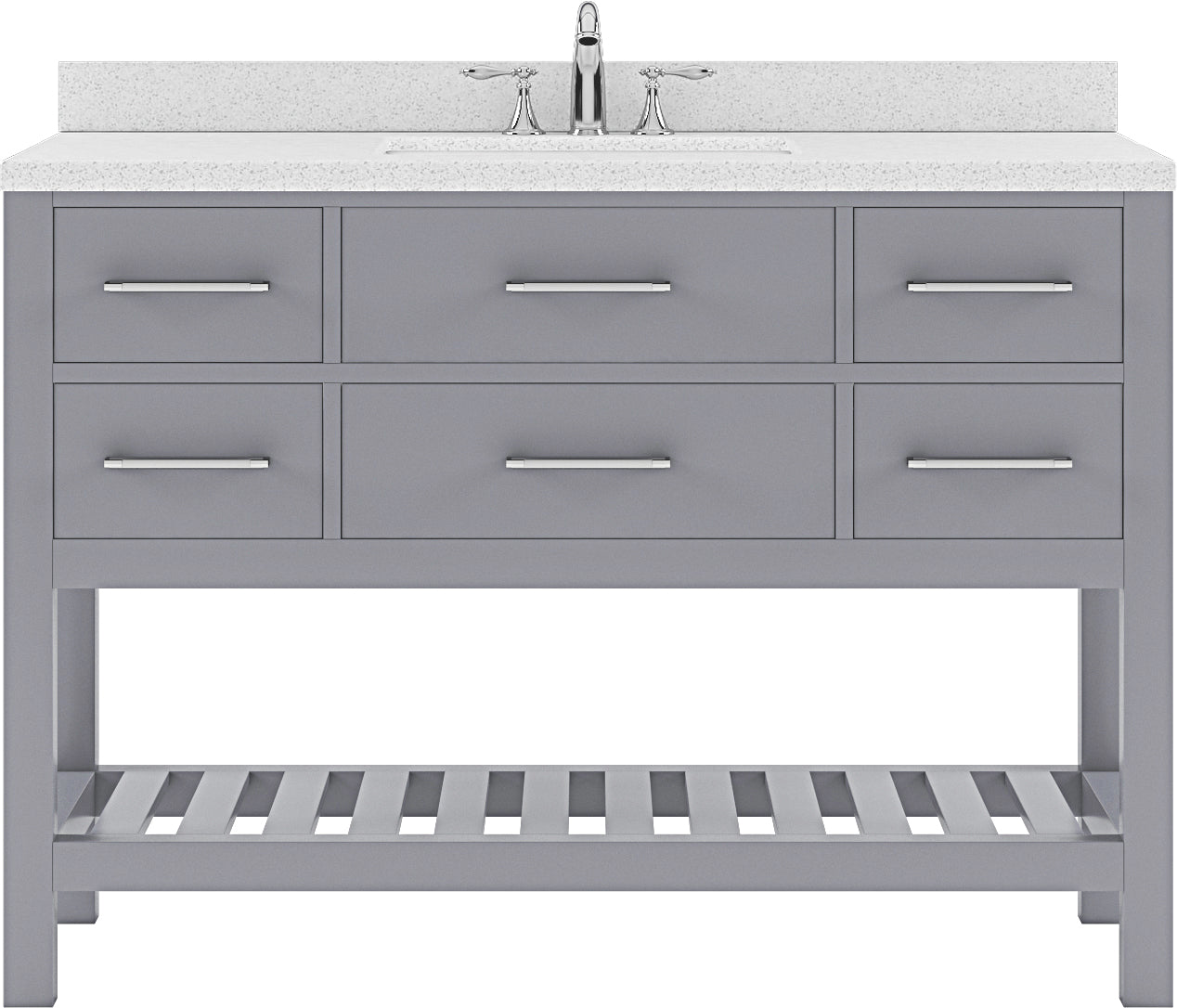 Virtu USA Caroline Estate 48" Single Bath Vanity in Grey with Dazzle White Top and Round Sink - Luxe Bathroom Vanities Luxury Bathroom Fixtures Bathroom Furniture