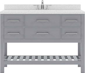 Virtu USA Caroline Estate 48" Single Bath Vanity in Grey with Dazzle White Top and Round Sink - Luxe Bathroom Vanities Luxury Bathroom Fixtures Bathroom Furniture