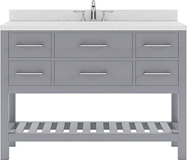 Virtu USA Caroline Estate 48" Single Bath Vanity in Grey with Dazzle White Top and Round Sink - Luxe Bathroom Vanities Luxury Bathroom Fixtures Bathroom Furniture