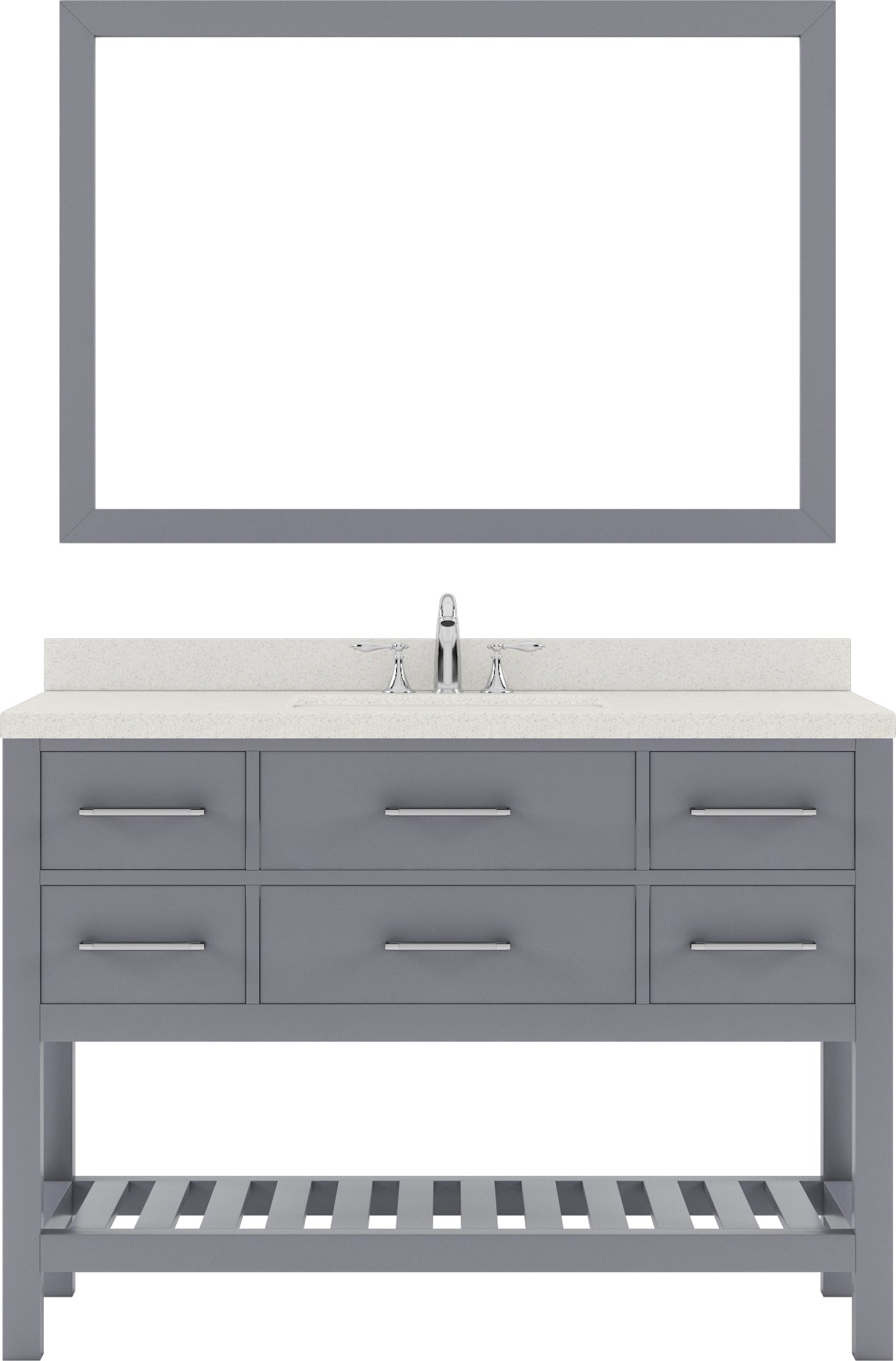 Virtu USA Caroline Estate 48" Single Bath Vanity with White Quartz Top and Round Sink with Polished Chrome Faucet with Matching Mirrors - Luxe Bathroom Vanities