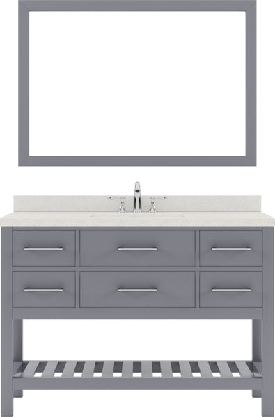 Virtu USA Caroline Estate 48" Single Bath Vanity with White Quartz Top and Round Sink with Brushed Nickel Faucet with Matching Mirrors - Luxe Bathroom Vanities