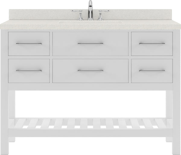 Virtu USA Caroline Estate 48" Single Bath Vanity with White Quartz Top and Round Sink with Brushed Nickel Faucet with Matching Mirrors - Luxe Bathroom Vanities