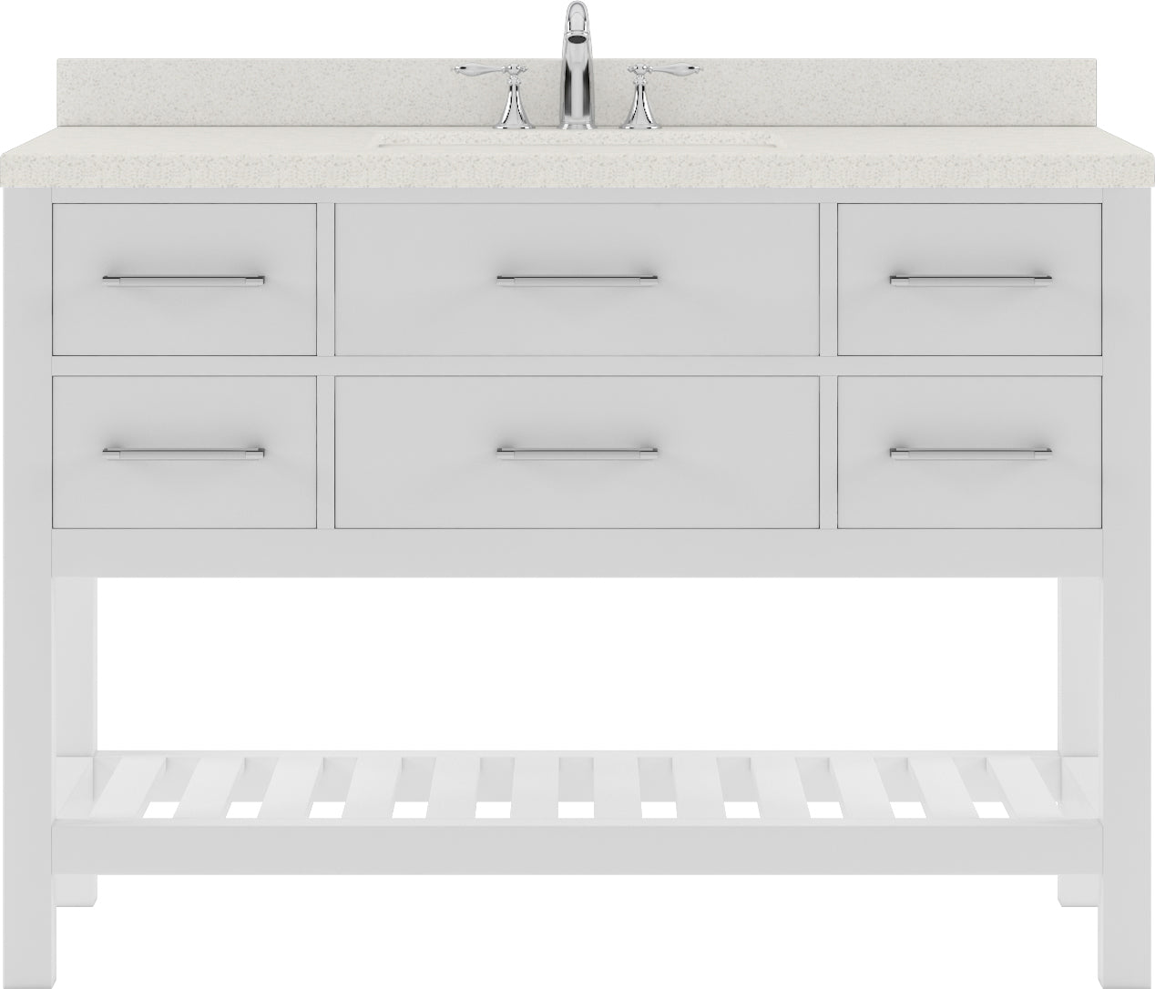 Virtu USA Caroline Estate 48" Single Bath Vanity with White Quartz Top and Round Sink - Luxe Bathroom Vanities