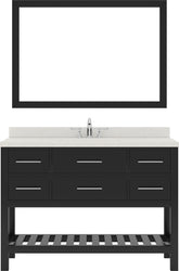 Virtu USA Caroline Estate 48" Single Bath Vanity with White Quartz Top and Square Sink with Brushed Nickel Faucet with Matching Mirrors - Luxe Bathroom Vanities