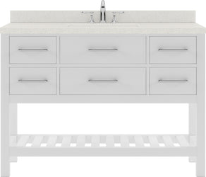 Virtu USA Caroline Estate 48" Single Bath Vanity with White Quartz Top and Square Sink with Matching Mirrors - Luxe Bathroom Vanities