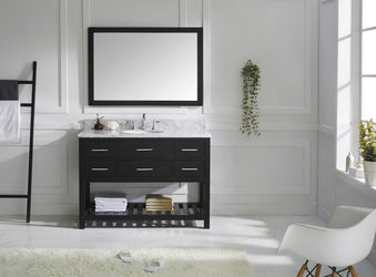 Virtu USA Caroline Estate 48" Single Bath Vanity with Marble Top and Round Sink with Polished Chrome Faucet and Mirror - Luxe Bathroom Vanities Luxury Bathroom Fixtures Bathroom Furniture