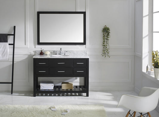 Virtu USA Caroline Estate 48" Single Bath Vanity with Marble Top and Round Sink with Mirror - Luxe Bathroom Vanities Luxury Bathroom Fixtures Bathroom Furniture
