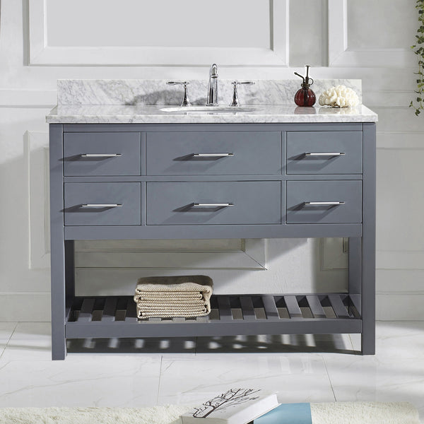 Virtu USA Caroline Estate 48" Single Bath Vanity in Grey with Marble Top and Round Sink - Luxe Bathroom Vanities Luxury Bathroom Fixtures Bathroom Furniture