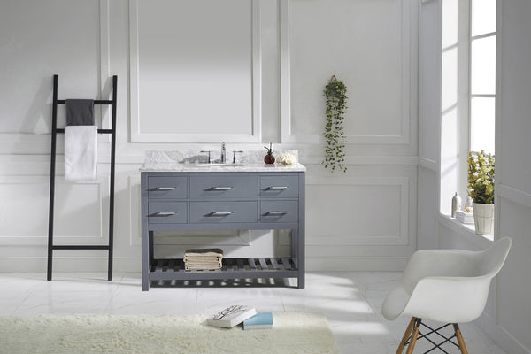 Virtu USA Caroline Estate 48" Single Bath Vanity in Grey with Marble Top and Round Sink - Luxe Bathroom Vanities Luxury Bathroom Fixtures Bathroom Furniture