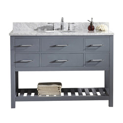 Virtu USA Caroline Estate 48" Single Bath Vanity in Grey with Marble Top and Round Sink - Luxe Bathroom Vanities Luxury Bathroom Fixtures Bathroom Furniture