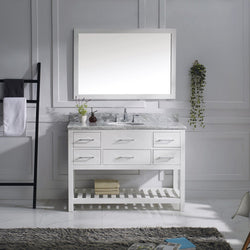 Virtu USA Caroline Estate 48" Single Bath Vanity with Marble Top and Round Sink with Polished Chrome Faucet and Mirror - Luxe Bathroom Vanities