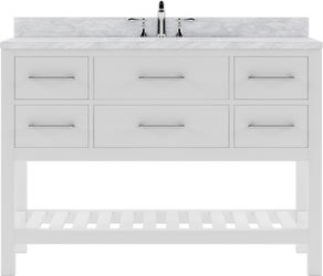 Virtu USA Caroline Estate 48" Single Bath Vanity with White Marble Top and Round Sink - Luxe Bathroom Vanities