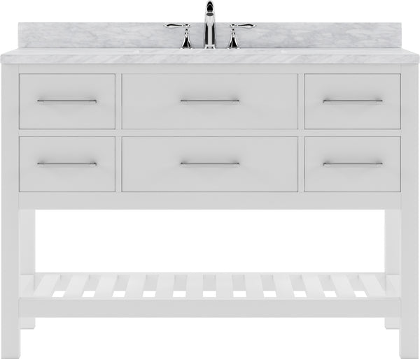Virtu USA Caroline Estate 48" Single Bath Vanity with White Marble Top and Round Sink - Luxe Bathroom Vanities