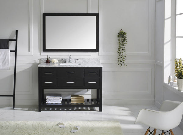 Virtu USA Caroline Estate 48" Single Bath Vanity with Marble Top and Square Sink with Mirror - Luxe Bathroom Vanities