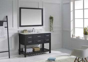 Virtu USA Caroline Estate 48" Single Bath Vanity with Marble Top and Square Sink with Mirror - Luxe Bathroom Vanities