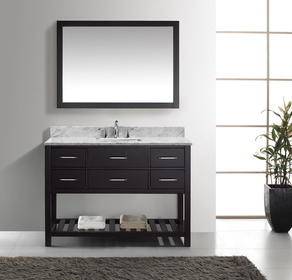 Virtu USA Caroline Estate 48" Single Bath Vanity with Marble Top and Square Sink with Mirror - Luxe Bathroom Vanities