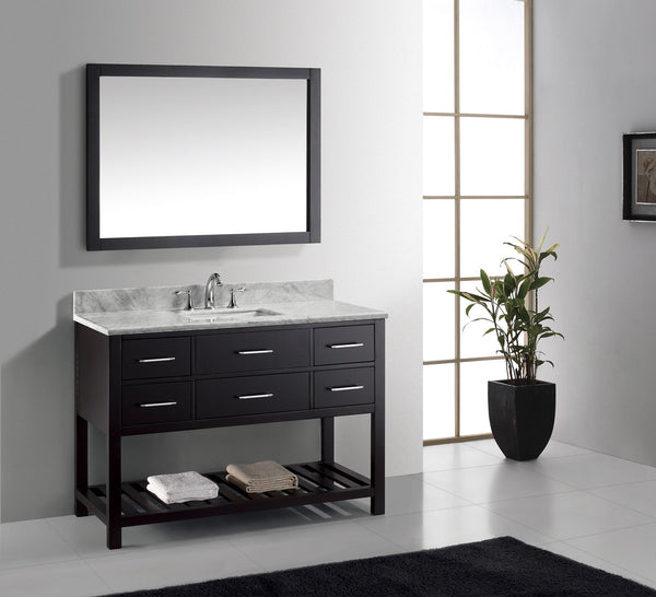 Virtu USA Caroline Estate 48" Single Bath Vanity with Marble Top and Square Sink with Mirror - Luxe Bathroom Vanities