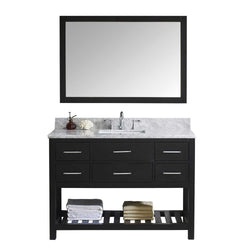 Virtu USA Caroline Estate 48" Single Bath Vanity with Marble Top and Square Sink with Mirror - Luxe Bathroom Vanities