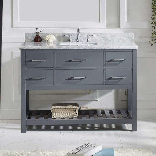 Virtu USA Caroline Estate 48" Single Bath Vanity in Grey with Marble Top and Square Sink - Luxe Bathroom Vanities Luxury Bathroom Fixtures Bathroom Furniture