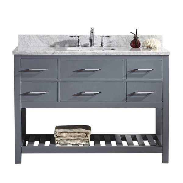 Virtu USA Caroline Estate 48" Single Bath Vanity in Grey with Marble Top and Square Sink - Luxe Bathroom Vanities Luxury Bathroom Fixtures Bathroom Furniture