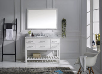 Virtu USA Caroline Estate 48" Single Bath Vanity with Marble Top and Square Sink with Mirror - Luxe Bathroom Vanities Luxury Bathroom Fixtures Bathroom Furniture