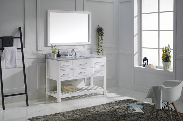 Virtu USA Caroline Estate 48" Single Bath Vanity with Marble Top and Square Sink with Mirror - Luxe Bathroom Vanities Luxury Bathroom Fixtures Bathroom Furniture