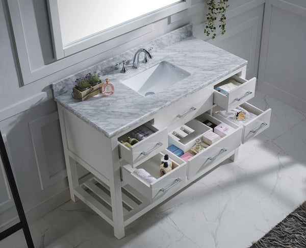 Virtu USA Caroline Estate 48" Single Bath Vanity with Marble Top and Square Sink with Mirror - Luxe Bathroom Vanities Luxury Bathroom Fixtures Bathroom Furniture