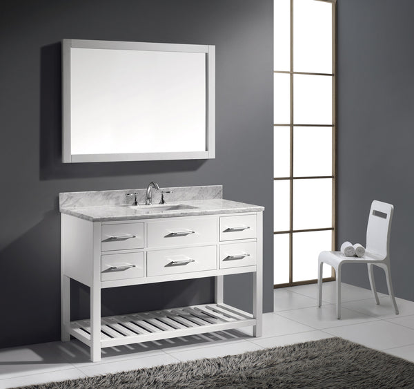 Virtu USA Caroline Estate 48" Single Bath Vanity with Marble Top and Square Sink with Mirror - Luxe Bathroom Vanities Luxury Bathroom Fixtures Bathroom Furniture