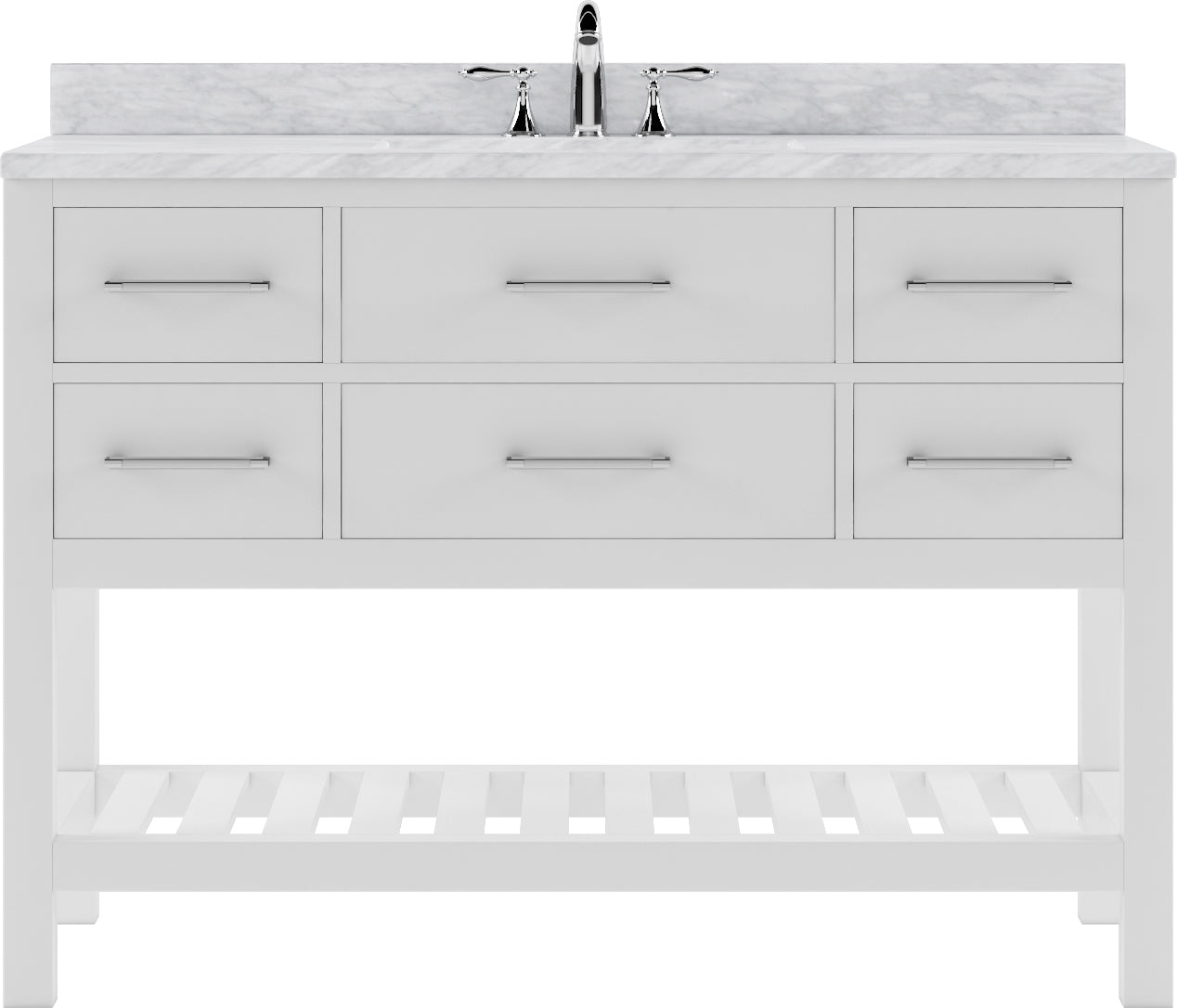 Virtu USA Caroline Estate 48" Single Bath Vanity with White Marble Top and Square Sink - Luxe Bathroom Vanities