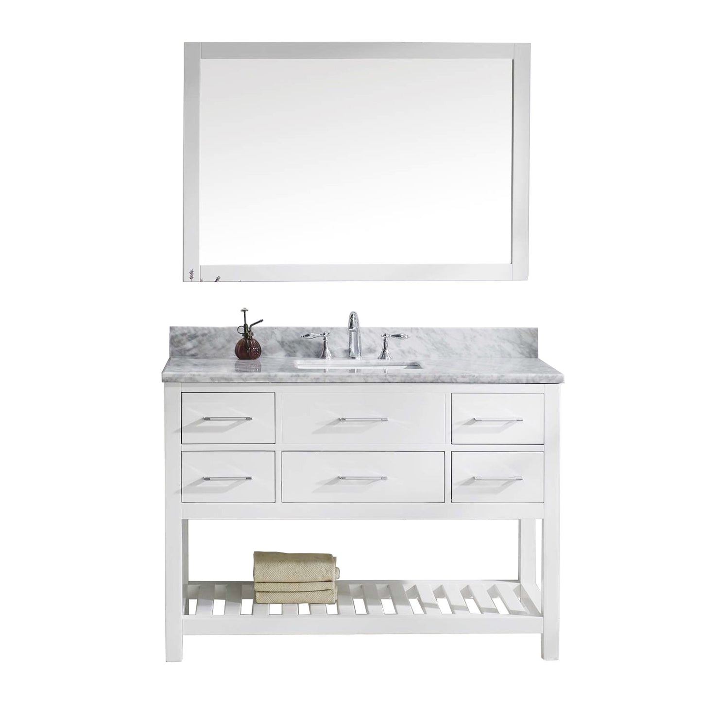 Virtu USA Caroline Estate 48" Single Bath Vanity with Marble Top and Square Sink with Mirror - Luxe Bathroom Vanities Luxury Bathroom Fixtures Bathroom Furniture