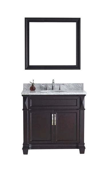 Virtu USA Victoria 36" Single Bath Vanity with Marble Top and Round Sink with Mirror - Luxe Bathroom Vanities Luxury Bathroom Fixtures Bathroom Furniture