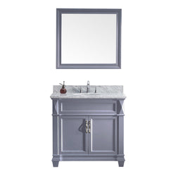 Virtu USA Victoria 36" Single Bath Vanity with Marble Top and Round Sink with Mirror - Luxe Bathroom Vanities Luxury Bathroom Fixtures Bathroom Furniture