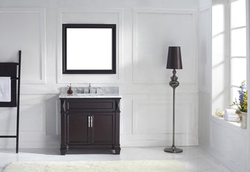 Virtu USA Victoria 36" Single Bath Vanity with Marble Top and Square Sink with Mirror - Luxe Bathroom Vanities Luxury Bathroom Fixtures Bathroom Furniture