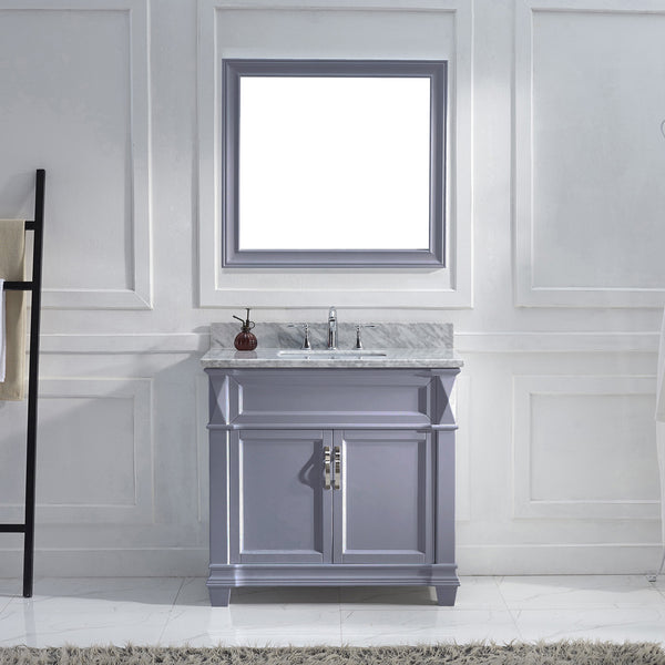 Virtu USA Victoria 36" Single Bath Vanity with Marble Top and Square Sink with Mirror - Luxe Bathroom Vanities Luxury Bathroom Fixtures Bathroom Furniture