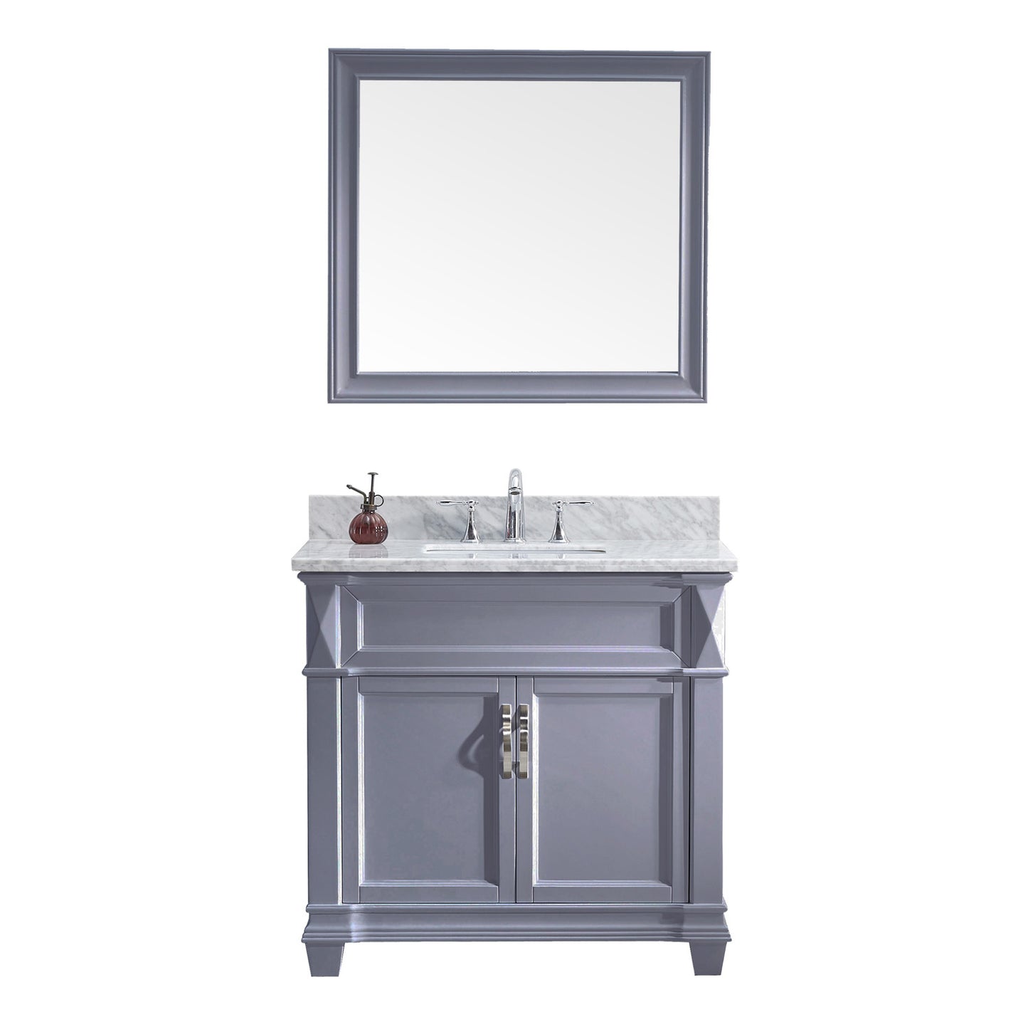 Virtu USA Victoria 36" Single Bath Vanity with Marble Top and Square Sink with Mirror - Luxe Bathroom Vanities Luxury Bathroom Fixtures Bathroom Furniture