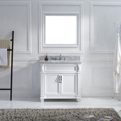 Virtu USA Victoria 36" Single Bath Vanity with Marble Top and Square Sink with Mirror - Luxe Bathroom Vanities Luxury Bathroom Fixtures Bathroom Furniture