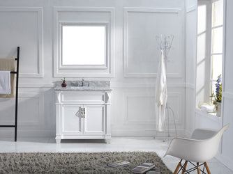 Virtu USA Victoria 36" Single Bath Vanity with Marble Top and Square Sink with Mirror - Luxe Bathroom Vanities Luxury Bathroom Fixtures Bathroom Furniture