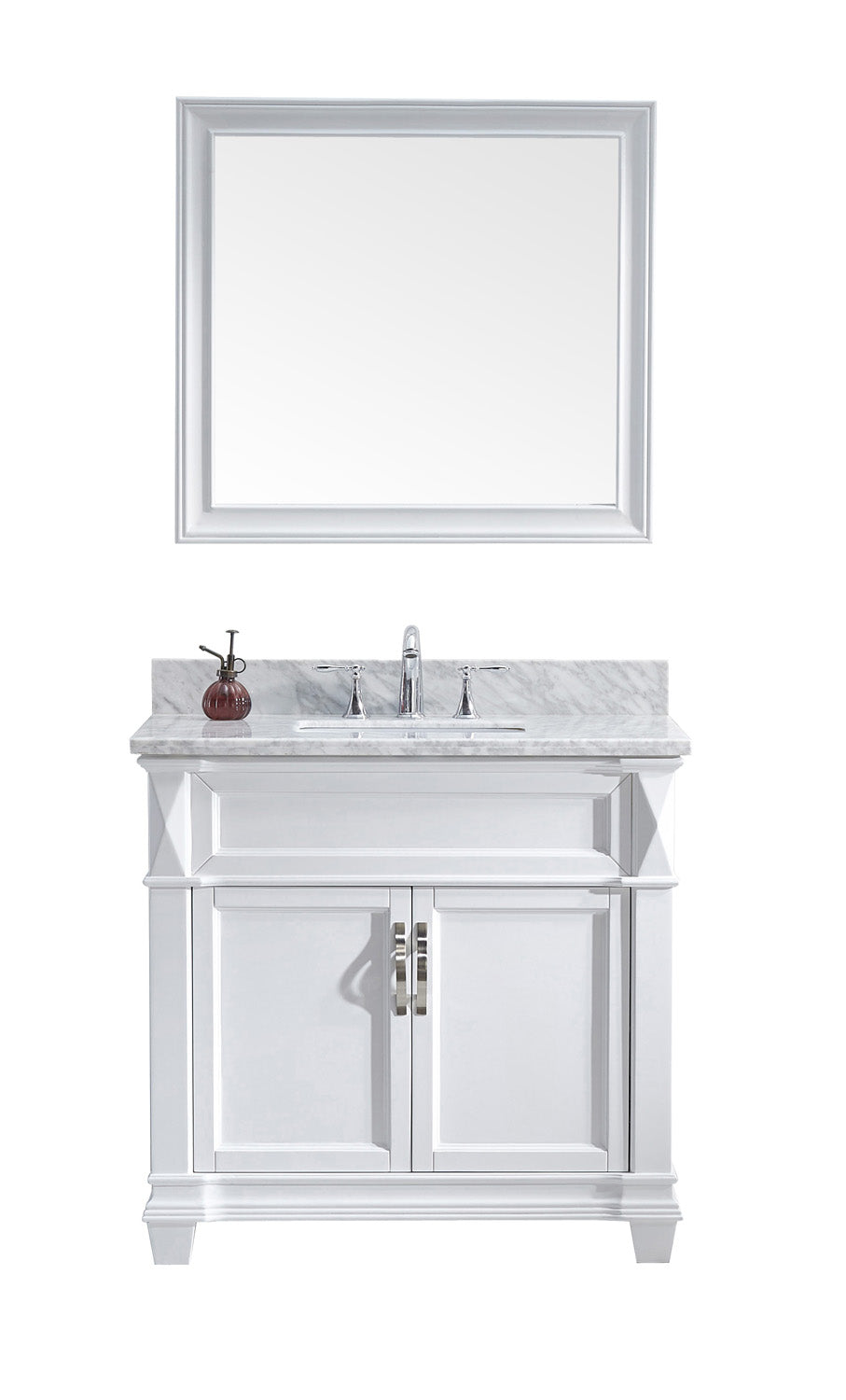 Virtu USA Victoria 36" Single Bath Vanity with Marble Top and Square Sink with Mirror - Luxe Bathroom Vanities Luxury Bathroom Fixtures Bathroom Furniture