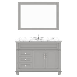 Virtu USA Victoria 48" Single Bath Vanity with White Quartz Top and Square Sink with Matching Mirror - Luxe Bathroom Vanities