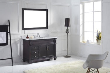 Virtu USA Victoria 48" Single Bath Vanity with Marble Top and Round Sink with Polished Chrome Faucet and Mirror - Luxe Bathroom Vanities