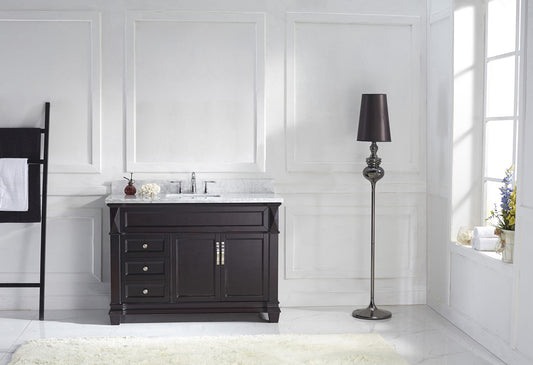 Virtu USA Victoria 48" Single Bath Vanity in Espresso with Marble Top and Round Sink - Luxe Bathroom Vanities Luxury Bathroom Fixtures Bathroom Furniture