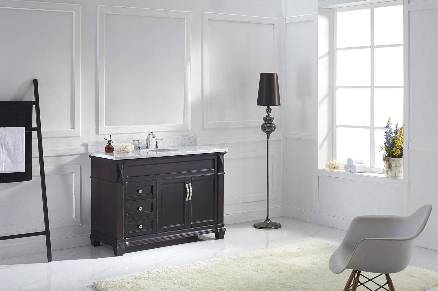 Virtu USA Victoria 48" Single Bath Vanity in Espresso with Marble Top and Round Sink - Luxe Bathroom Vanities Luxury Bathroom Fixtures Bathroom Furniture