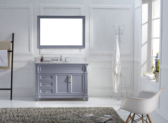 Virtu USA Victoria 48" Single Bath Vanity with Marble Top and Round Sink with Mirror - Luxe Bathroom Vanities