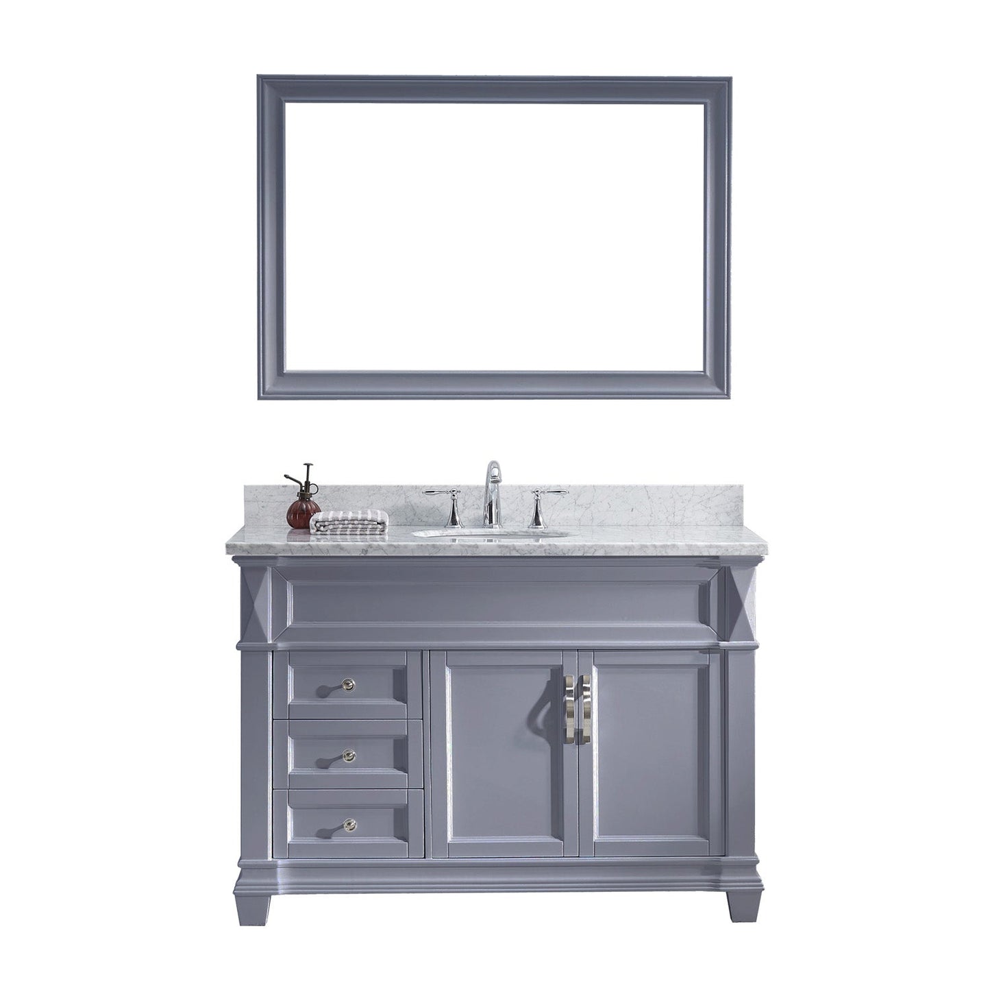 Virtu USA Victoria 48" Single Bath Vanity with Marble Top and Round Sink with Mirror - Luxe Bathroom Vanities