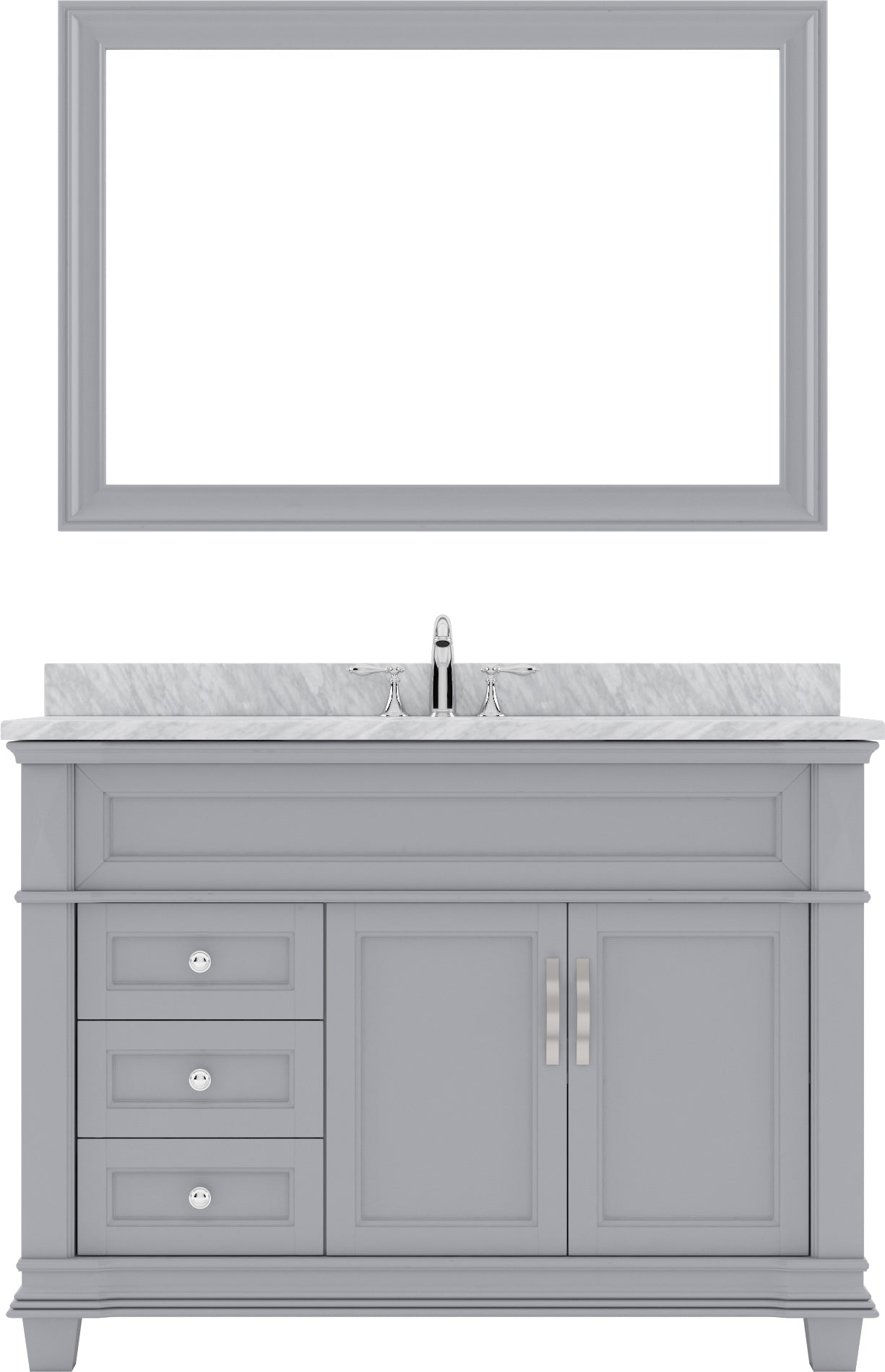 Virtu USA Victoria 48" Single Bath Vanity with Marble Top and Round Sink with Polished Chrome Faucet and Mirror - Luxe Bathroom Vanities