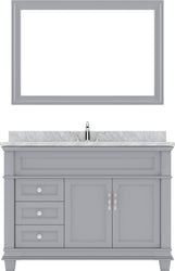 Virtu USA Victoria 48" Single Bath Vanity with Marble Top and Round Sink with Polished Chrome Faucet and Mirror - Luxe Bathroom Vanities