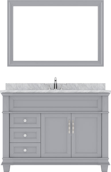 Virtu USA Victoria 48" Single Bath Vanity with Marble Top and Round Sink with Polished Chrome Faucet and Mirror - Luxe Bathroom Vanities