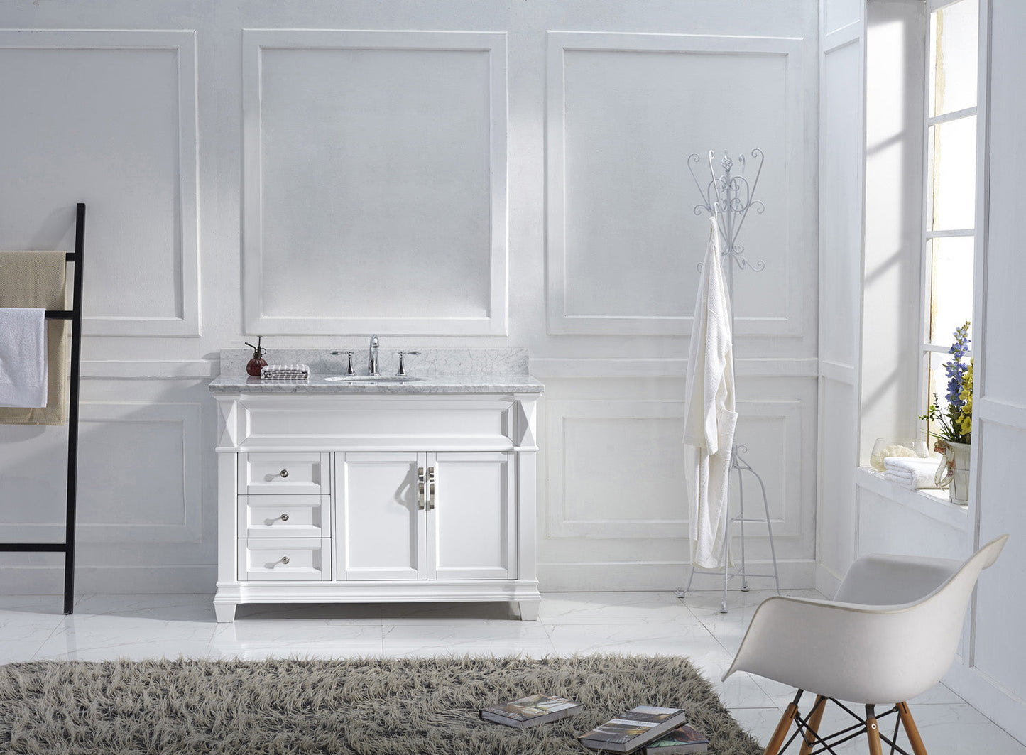 Virtu USA Victoria 48" Single Bath Vanity with Marble Top and Round Sink - Luxe Bathroom Vanities