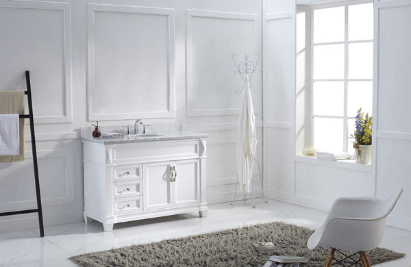 Virtu USA Victoria 48" Single Bath Vanity with Marble Top and Round Sink - Luxe Bathroom Vanities